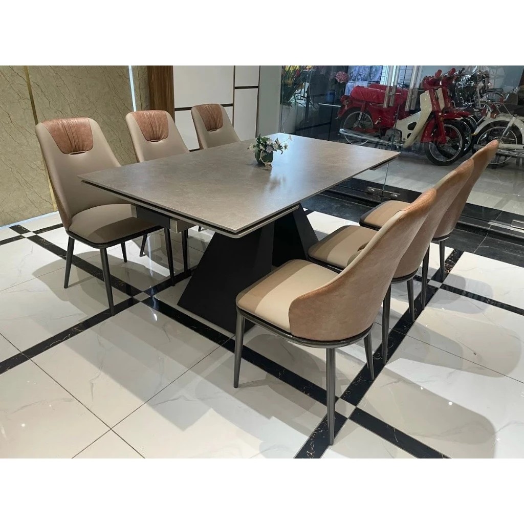 Bộ Bàn Ăn Thông Minh chân A Mặt Đá Ceramic Nhập Khẩu Cao Cấp - Lắp đặt tận nhà - NEW TREND