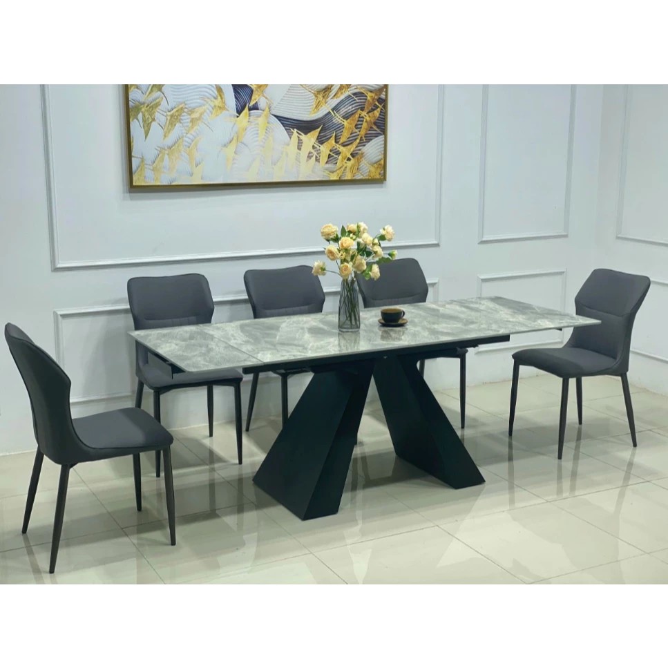 Bộ Bàn Ăn Thông Minh chân A Mặt Đá Ceramic Nhập Khẩu Cao Cấp - Lắp đặt tận nhà - NEW TREND