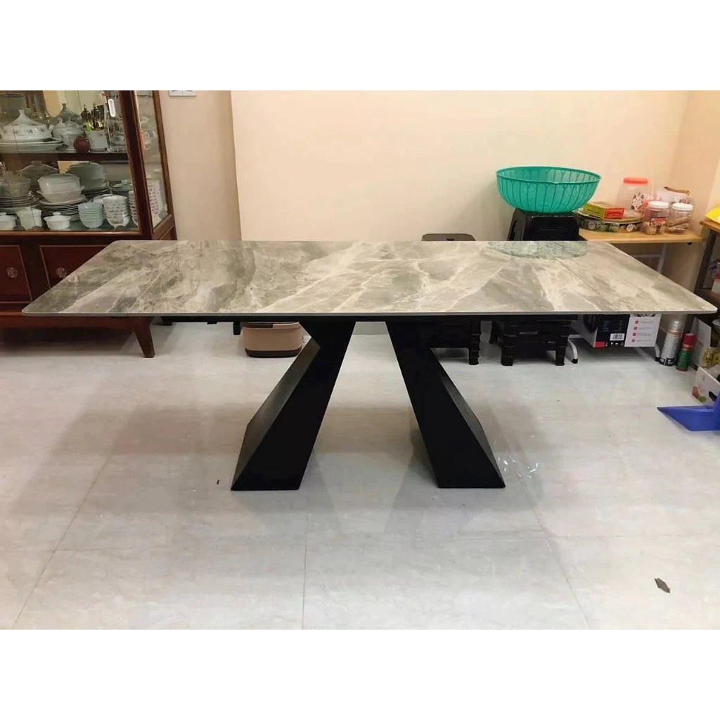 Bộ Bàn Ăn Thông Minh chân A Mặt Đá Ceramic Nhập Khẩu Cao Cấp - Lắp đặt tận nhà - NEW TREND