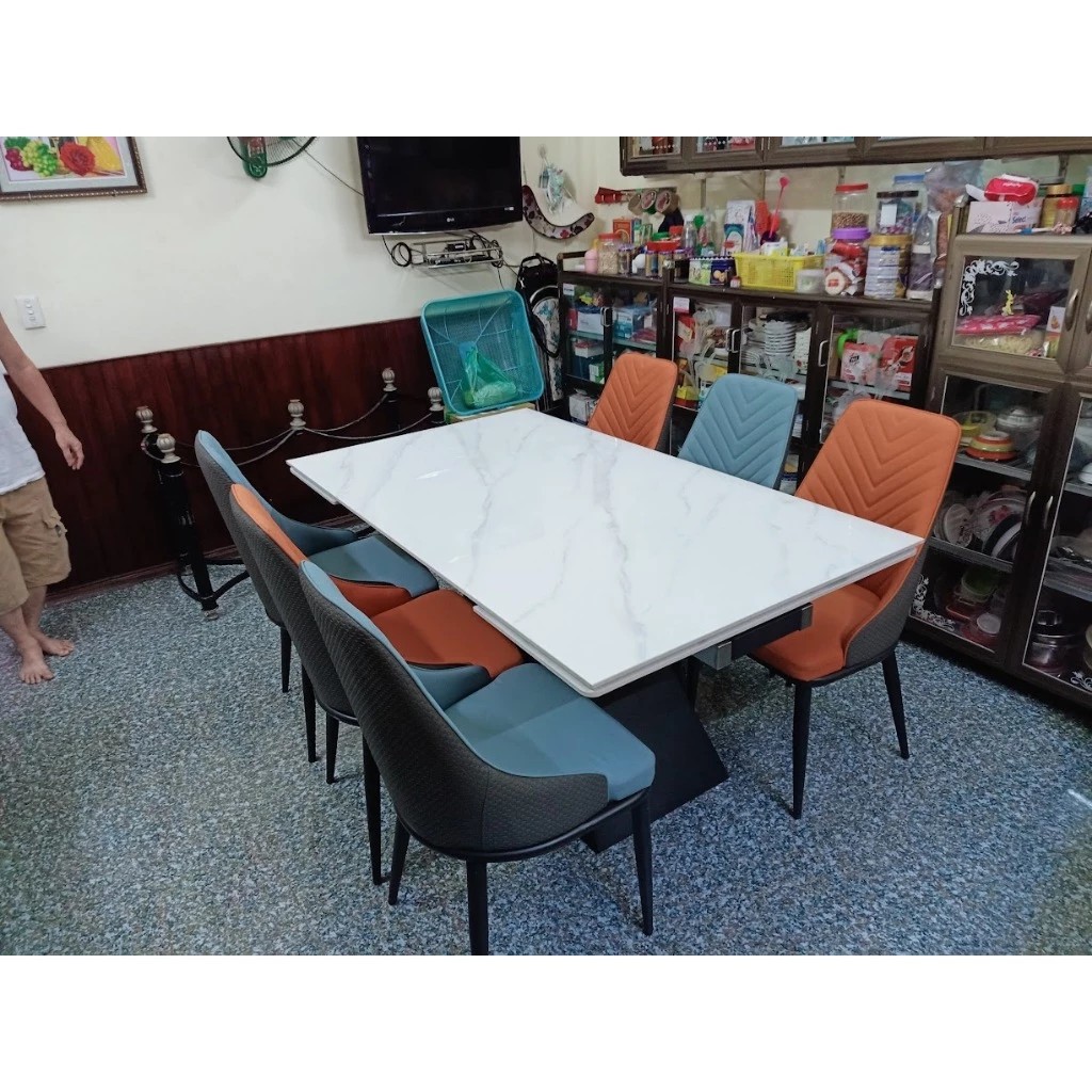 Bộ Bàn Ăn Thông Minh chân A Mặt Đá Ceramic Nhập Khẩu Cao Cấp - Lắp đặt tận nhà - NEW TREND
