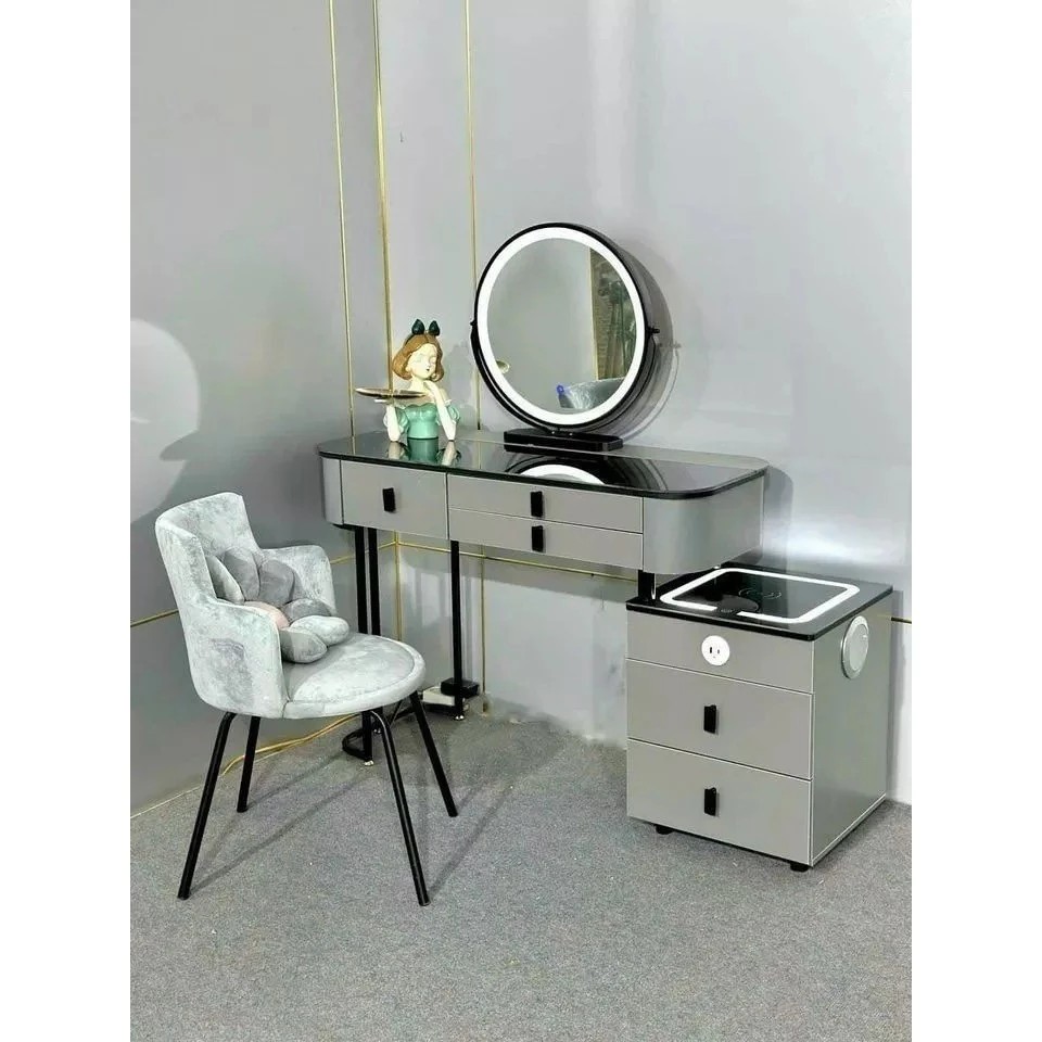 Bàn Trang Điểm Thông Minh Sạc Không Dây - Loa Bluetooth - Gương Đèn Led - Tặng kèm Ghế - Freeship