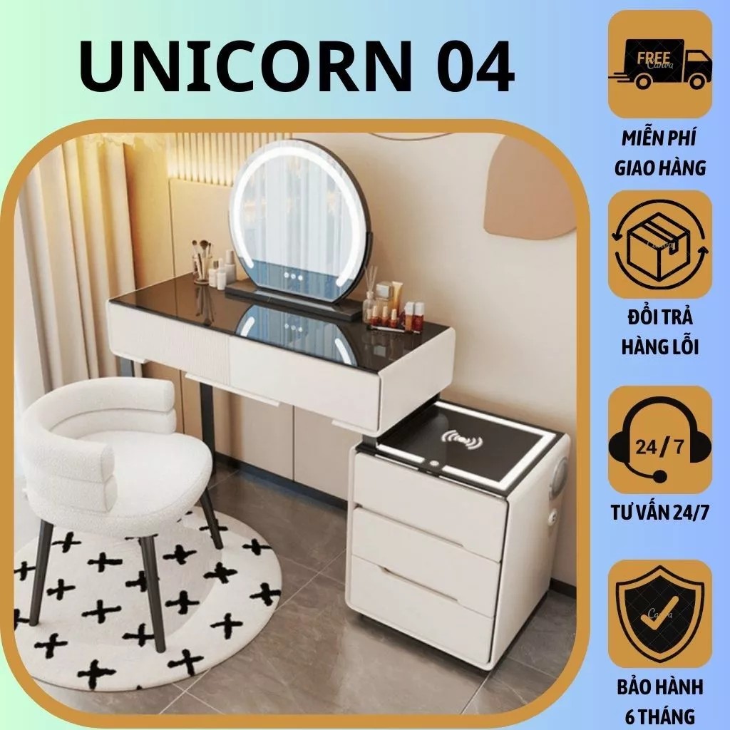 Bàn Trang Điểm Thông Minh - Loa Bluetooth - Gương Đèn Led - Tặng kèm Ghế - Giao hàng miễn phí