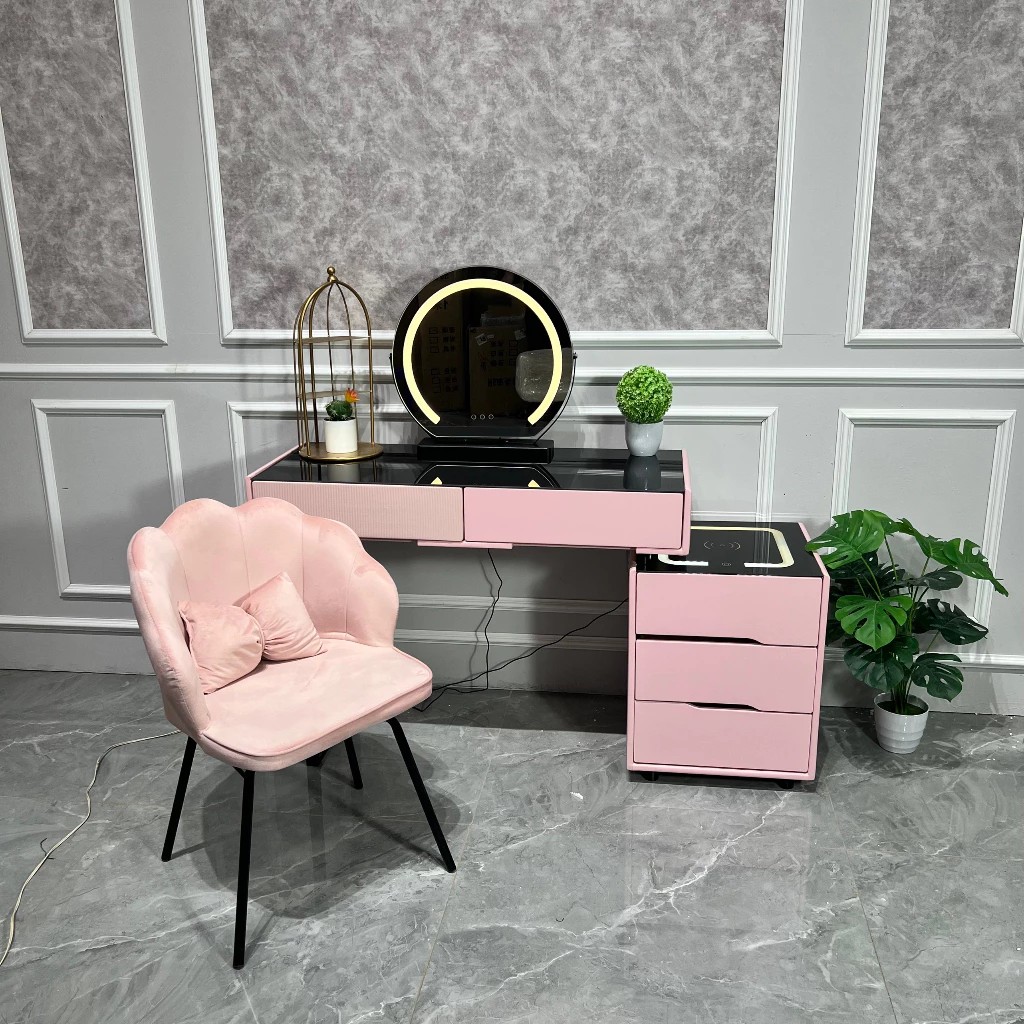 Bàn Trang Điểm Thông Minh - Loa Bluetooth - Gương Đèn Led - Tặng kèm Ghế - Giao hàng miễn phí