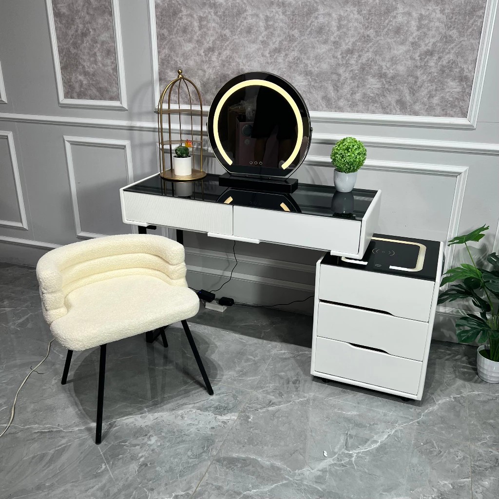 Bàn Trang Điểm Thông Minh - Loa Bluetooth - Gương Đèn Led - Tặng kèm Ghế - Giao hàng miễn phí