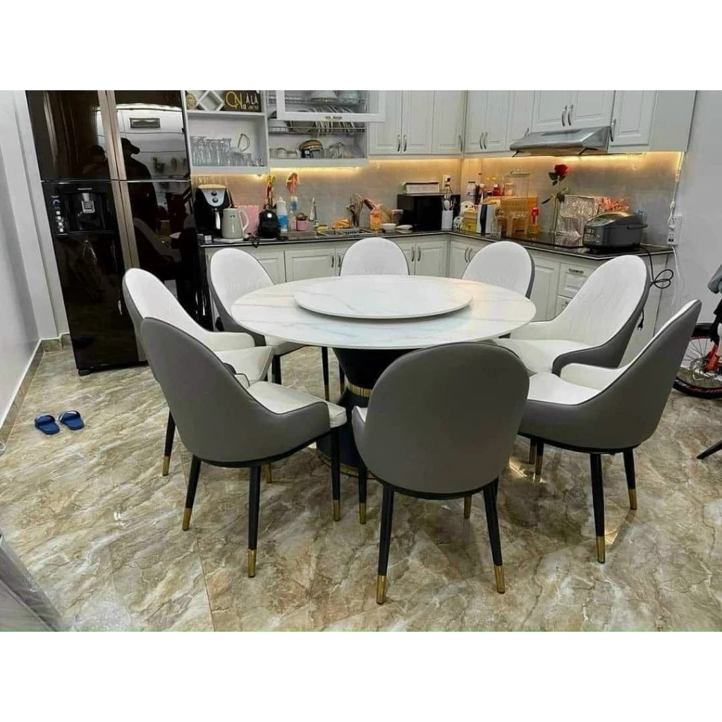 Bộ Bàn Ăn tròn + Ghế Monet Không Tay Nhập Khẩu Cao Cấp - Lắp đặt tận nhà - NEW TREND