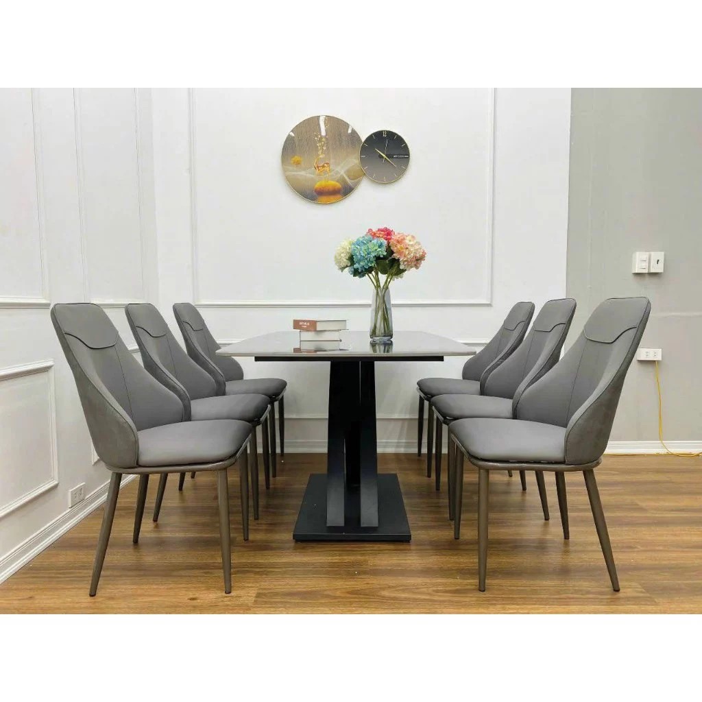 Bộ Bàn Ăn chân chữ X kép kết hợp ghế Nhập Khẩu Cao Cấp - Lắp đặt tận nhà - NEW TREND