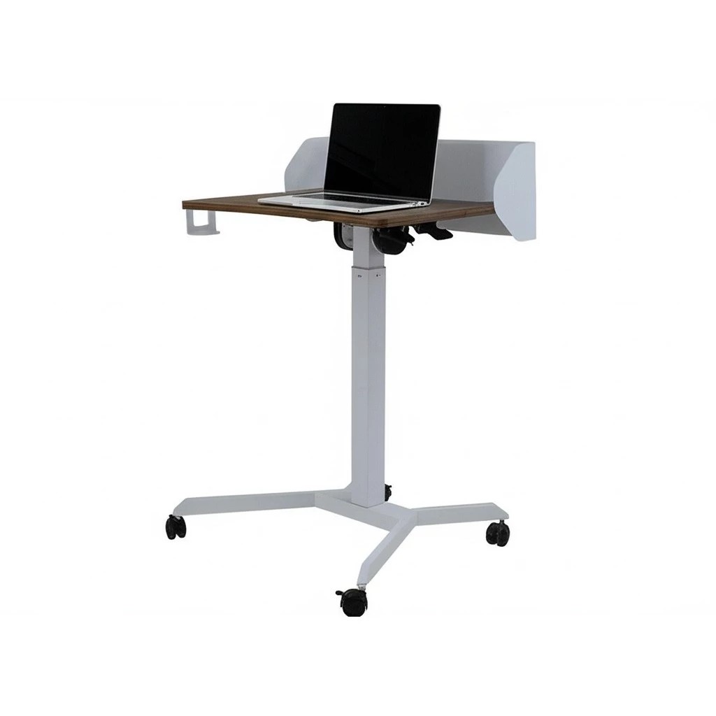 Bục phát biểu di động thông minh. Nâng hạ chiều cao thông minh, mặt bàn có góc nghiêng. Bánh xe có khóa cố định