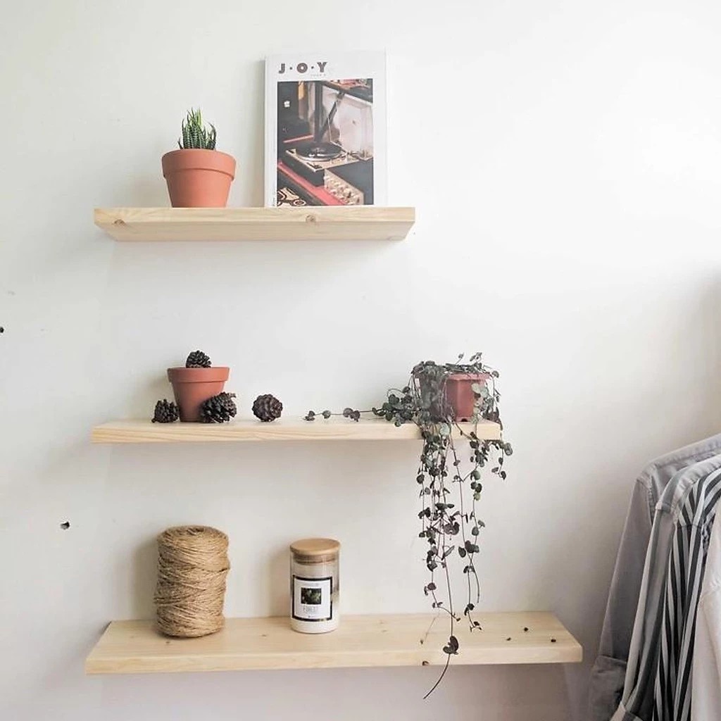 Kệ Trang Trí, Bộ bao gồm 3 thanh kệ gỗ treo tường thanh ngang