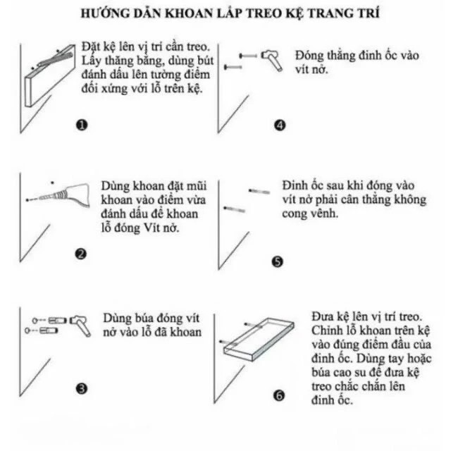 Kệ Trang Trí, Bộ bao gồm 3 thanh kệ gỗ treo tường thanh ngang