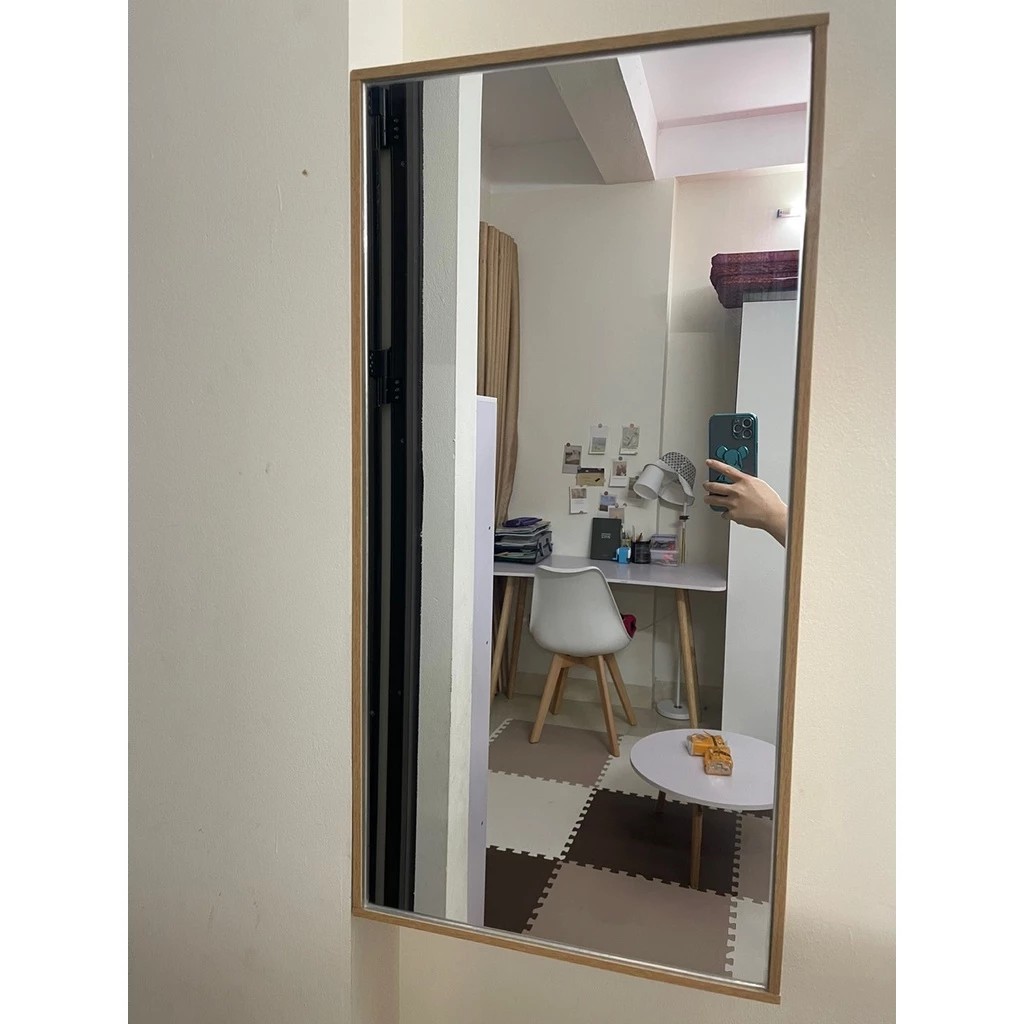 Kệ Treo Tường Kèm Gương Thông Minh Gỗ Chất Liệu Gỗ MDF Cao Cấp - chống ẩm